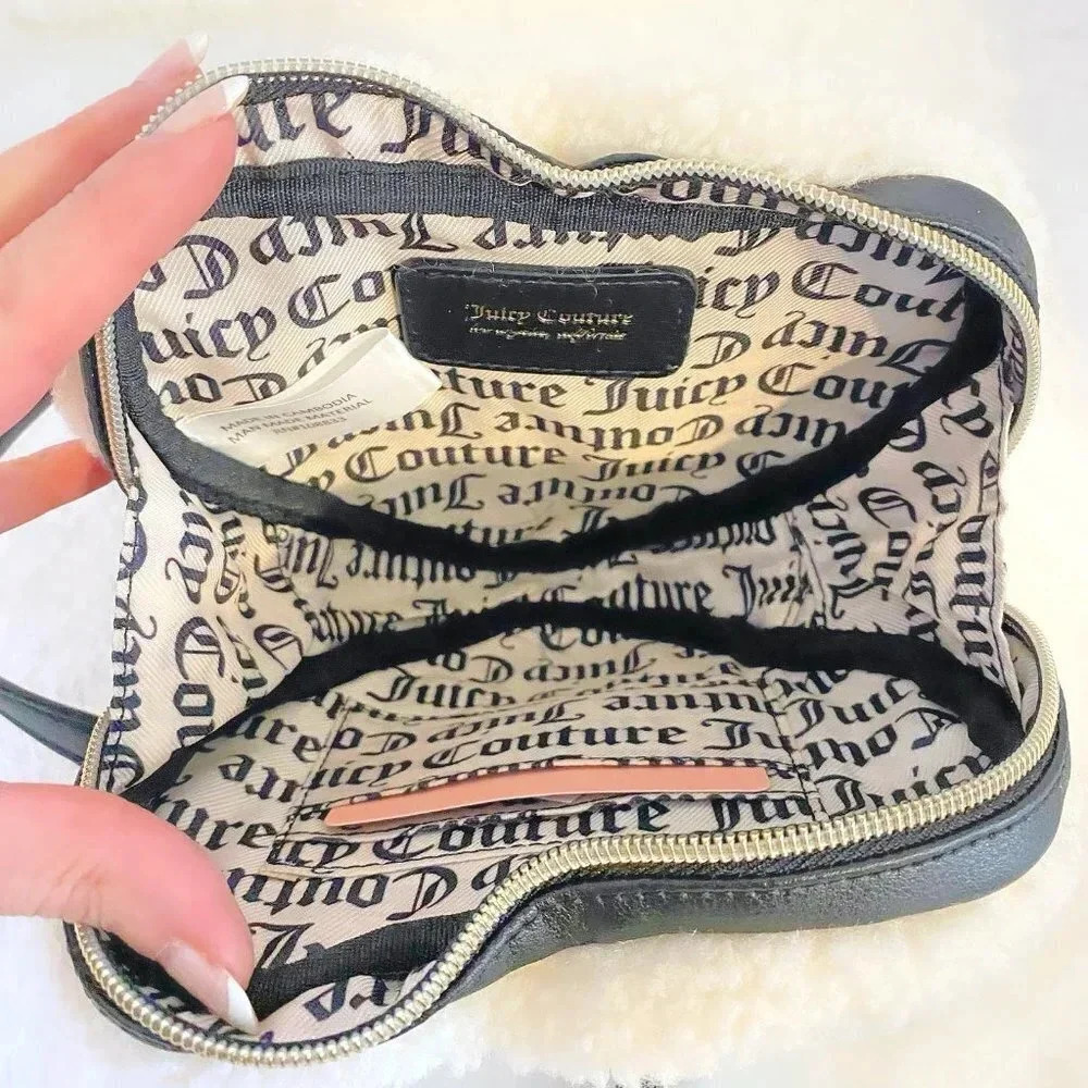Juicy Couture Silver Black Shear Genius Iridescent Metallic Heart Shape Bag NWT - Picture 8 of 9